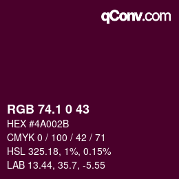 カラーコード: RGB 74.1 0 43 | qconv.com