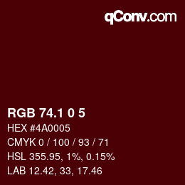 カラーコード: RGB 74.1 0 5 | qconv.com