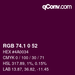 カラーコード: RGB 74.1 0 52 | qconv.com
