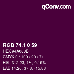 カラーコード: RGB 74.1 0 59 | qconv.com