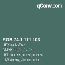 Farbcode: RGB 74.1 111 103 | qconv.com