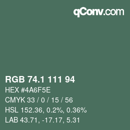 カラーコード: RGB 74.1 111 94 | qconv.com