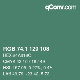 カラーコード: RGB 74.1 129 108 | qconv.com
