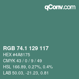 Color code: RGB 74.1 129 117 | qconv.com