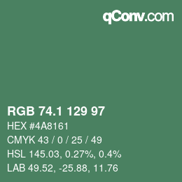Color code: RGB 74.1 129 97 | qconv.com