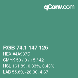 Color code: RGB 74.1 147 125 | qconv.com