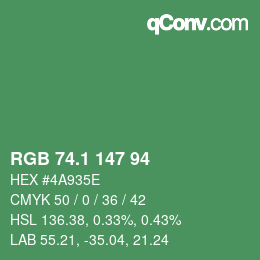 カラーコード: RGB 74.1 147 94 | qconv.com