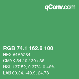 カラーコード: RGB 74.1 162.8 100 | qconv.com