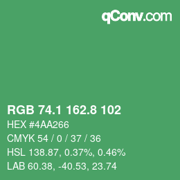 カラーコード: RGB 74.1 162.8 102 | qconv.com