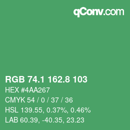 カラーコード: RGB 74.1 162.8 103 | qconv.com