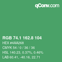 カラーコード: RGB 74.1 162.8 104 | qconv.com