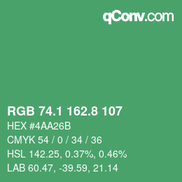 カラーコード: RGB 74.1 162.8 107 | qconv.com