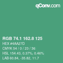 Color code: RGB 74.1 162.8 125 | qconv.com