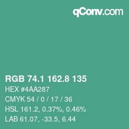 Color code: RGB 74.1 162.8 135 | qconv.com