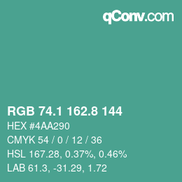 Color code: RGB 74.1 162.8 144 | qconv.com