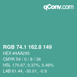 Color code: RGB 74.1 162.8 149 | qconv.com