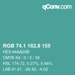 Color code: RGB 74.1 162.8 155 | qconv.com