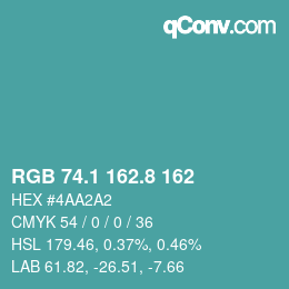 カラーコード: RGB 74.1 162.8 162 | qconv.com