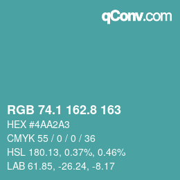 カラーコード: RGB 74.1 162.8 163 | qconv.com