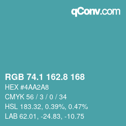 Color code: RGB 74.1 162.8 168 | qconv.com