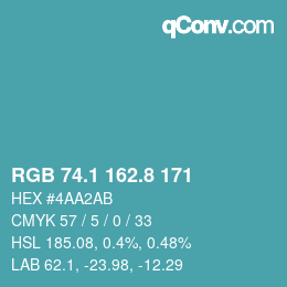 カラーコード: RGB 74.1 162.8 171 | qconv.com