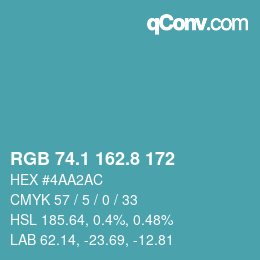 カラーコード: RGB 74.1 162.8 172 | qconv.com