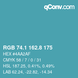 Código de color: RGB 74.1 162.8 175 | qconv.com