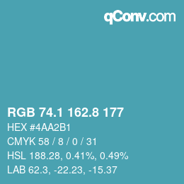 カラーコード: RGB 74.1 162.8 177 | qconv.com