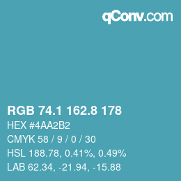 Color code: RGB 74.1 162.8 178 | qconv.com