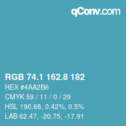 Color code: RGB 74.1 162.8 182 | qconv.com