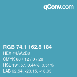 カラーコード: RGB 74.1 162.8 184 | qconv.com