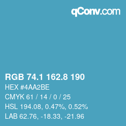 カラーコード: RGB 74.1 162.8 190 | qconv.com