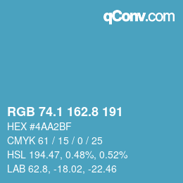 カラーコード: RGB 74.1 162.8 191 | qconv.com