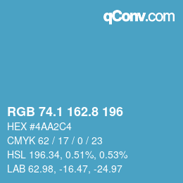 カラーコード: RGB 74.1 162.8 196 | qconv.com