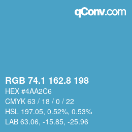 Color code: RGB 74.1 162.8 198 | qconv.com