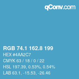 カラーコード: RGB 74.1 162.8 199 | qconv.com