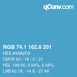 カラーコード: RGB 74.1 162.8 201 | qconv.com