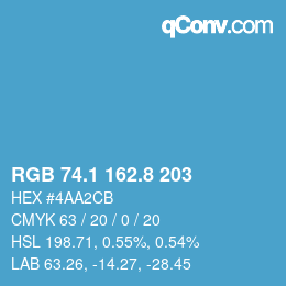 カラーコード: RGB 74.1 162.8 203 | qconv.com