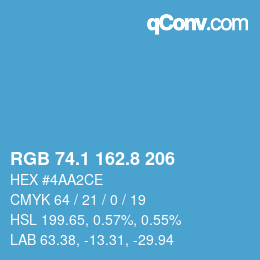 Color code: RGB 74.1 162.8 206 | qconv.com