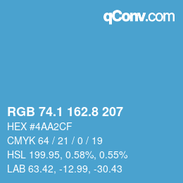 Color code: RGB 74.1 162.8 207 | qconv.com