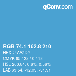 カラーコード: RGB 74.1 162.8 210 | qconv.com