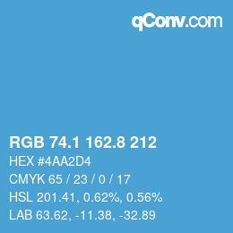 Color code: RGB 74.1 162.8 212 | qconv.com
