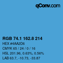カラーコード: RGB 74.1 162.8 214 | qconv.com