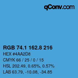Color code: RGB 74.1 162.8 216 | qconv.com