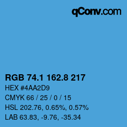 Color code: RGB 74.1 162.8 217 | qconv.com