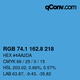 Código de color: RGB 74.1 162.8 218 | qconv.com