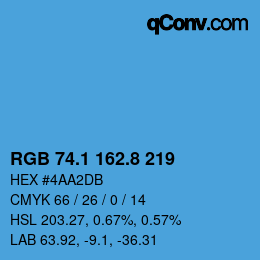 カラーコード: RGB 74.1 162.8 219 | qconv.com