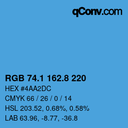 カラーコード: RGB 74.1 162.8 220 | qconv.com