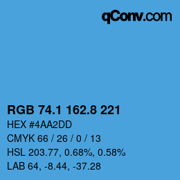 Farbcode: RGB 74.1 162.8 221 | qconv.com