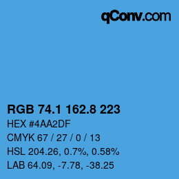 カラーコード: RGB 74.1 162.8 223 | qconv.com